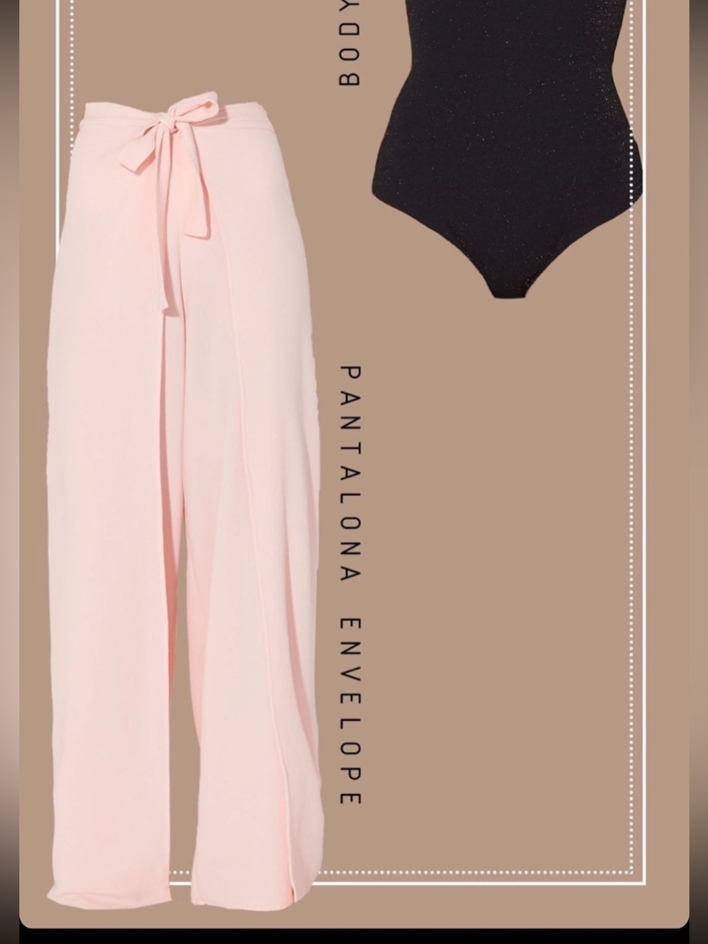Light Pink Wrap-Look Wide Leg Pants